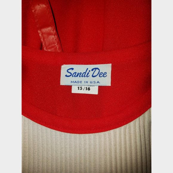 Vtg 70s Puff Sleeve Pleated Top Waist Tie Dress 16 - Picture 6 of 6